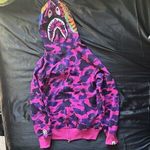 BAPE Color Camo Shark Full Zip Hoodie Purple. New with bag and tag